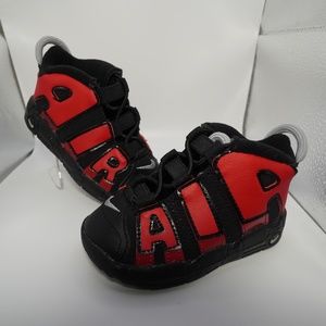 NIKE AIRMORE UPTEMPO (TD) 6c BLACK/UNIVERSITY RED -- BRAND NEW IN BOX